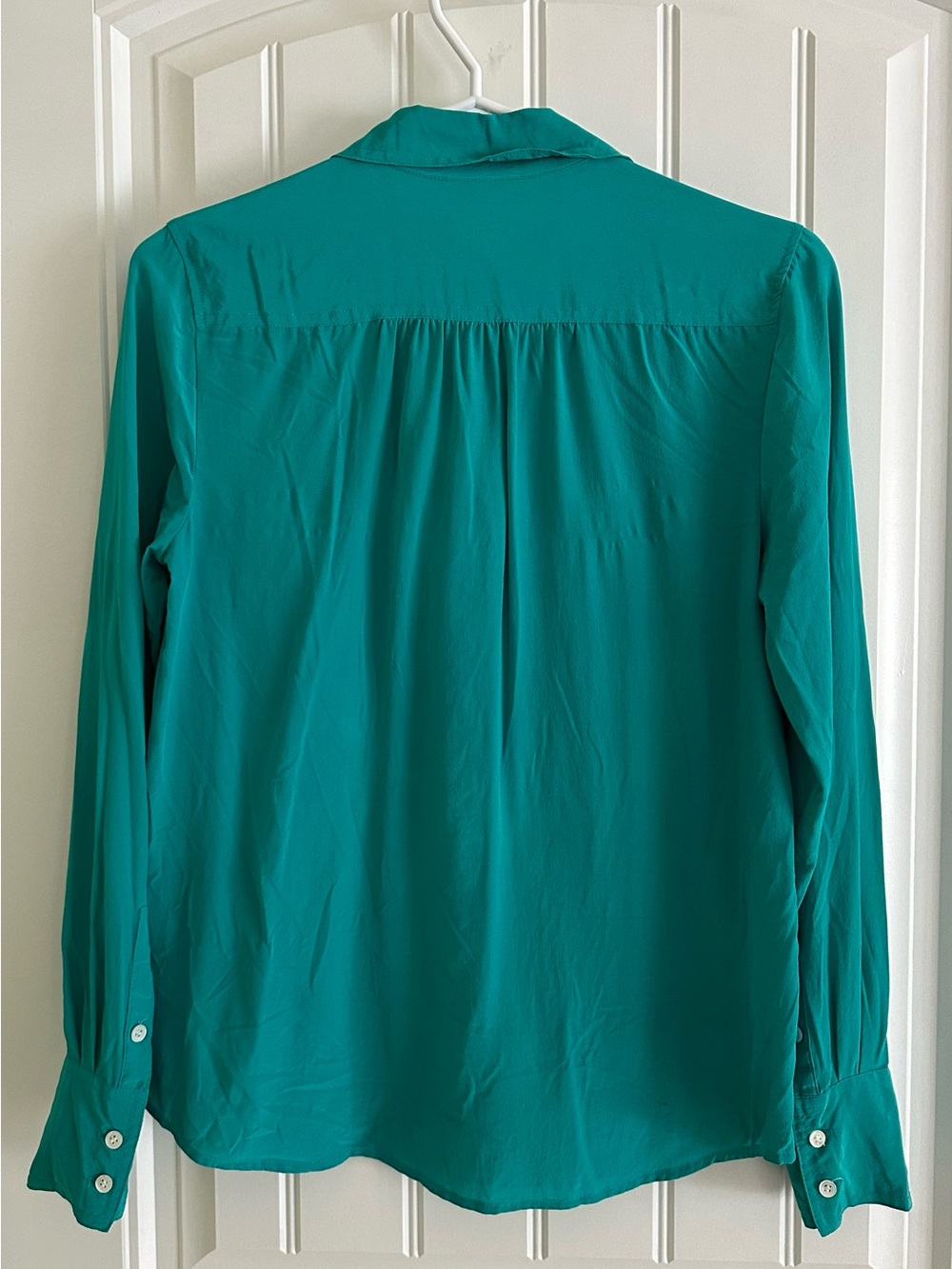 J crew Teal Turquoise Blythe Button Up Silk Blouse Size 4 - Picture 6 of 6